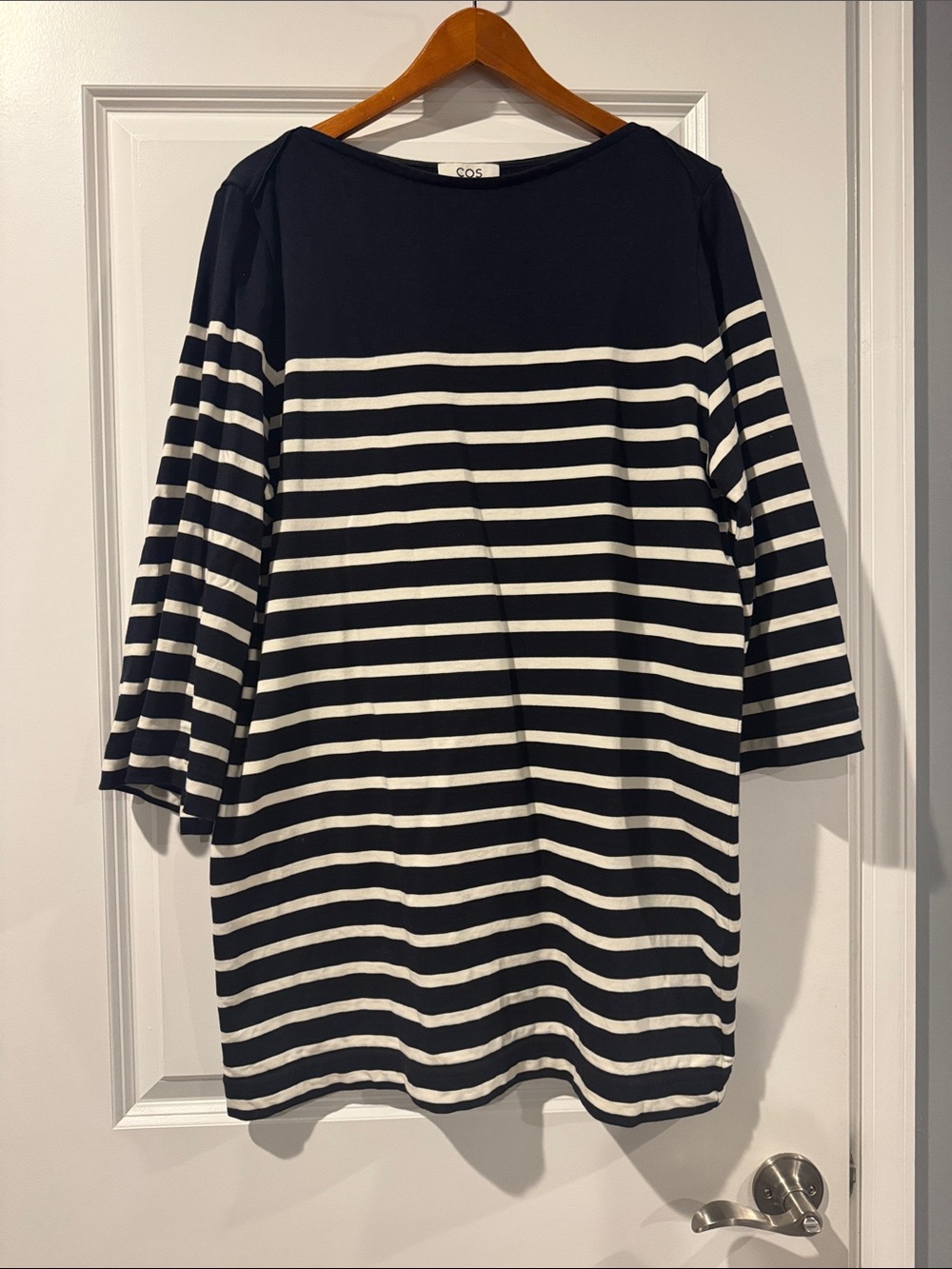 COS Navy and White Striped Long-Sleeve Dress